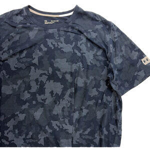 Under Armour Heatgear Shirt Men 2XL Navy Blue Loose Fit Digi Camo